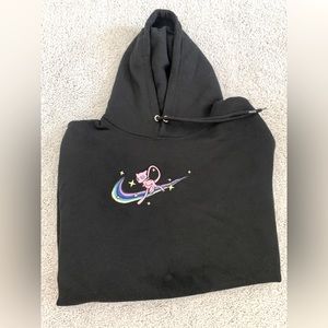 Mew Pokémon Black Embroidered Hoodie Sweatshirt Swoosh